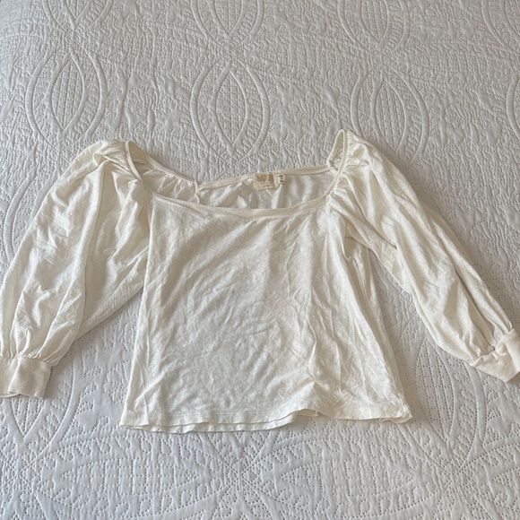 NATION LTD Dallyce Romantic off white tee balloon sleeves size small - Picture 3 of 8